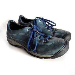 Keen Presidio II Blue Leather Walking Shoes Women's 10 Casual Lace Up Oxford